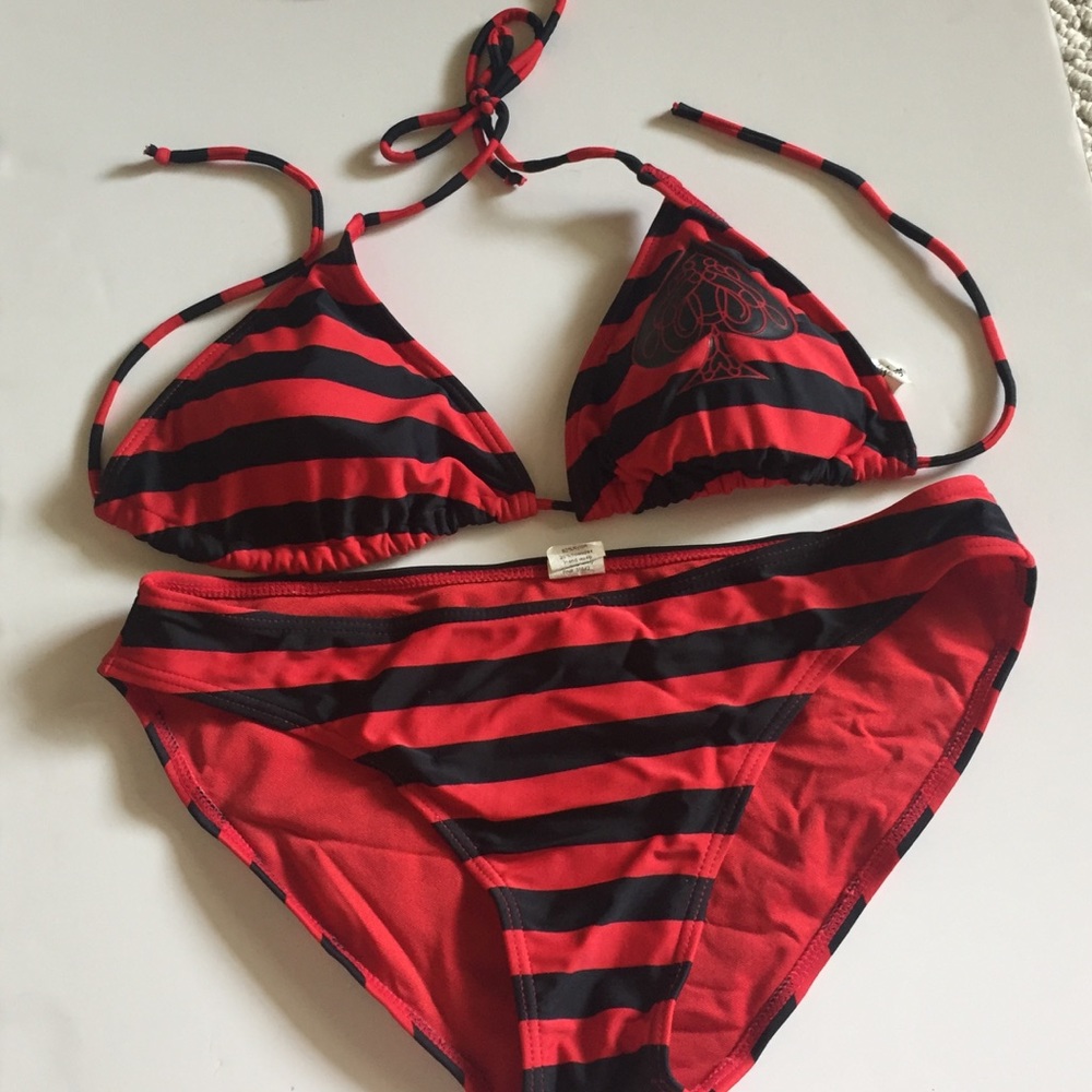 Jamaican Stole Red Black Stripe String ♠️ Bikini